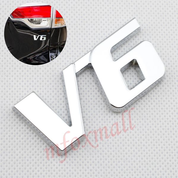 Peças Do Caminhão Do Carro Universal Guarnição V6 Emblema Do Emblema Do Logotipo 3D Adesivo Decalque Chrome Metal Acessório Exterior Decorar