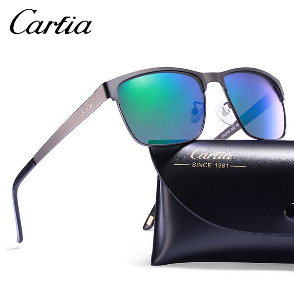 

carfia men polarized glasses metal 5225 uv400 resin sun for glasses drive sunglasses frame with sunglasses 58mm case gvdil, Slivery;brown