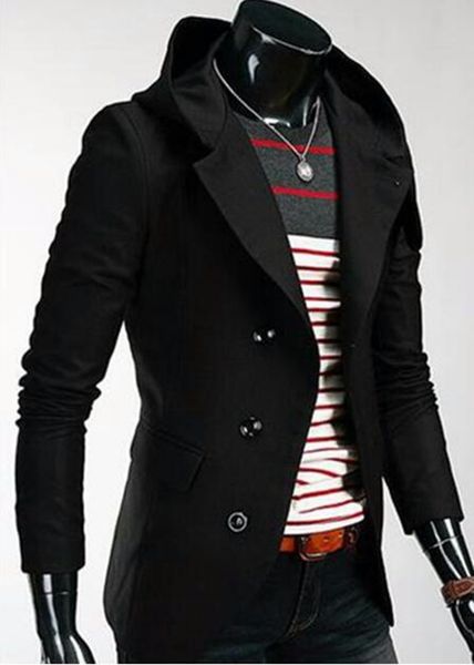 

человек хан издание бизнес досуг мода новая тенденция англии бутик личности с капюшоном чистый цвет куртки / m-2xl, White;black