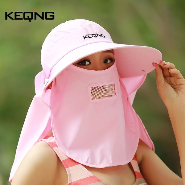 

wholesale- 2020 new lady's summer anti-uv 360 full protection adjustable big brim face mask neck sun bonnet sun hat hipping, Black;white