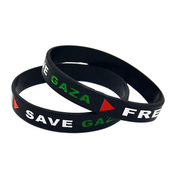1PC Free Palestine Save Gaza Silikonkautschukarmband Dreieck Logo Schwarz und Weiß Erwachsene Größe für Organisation