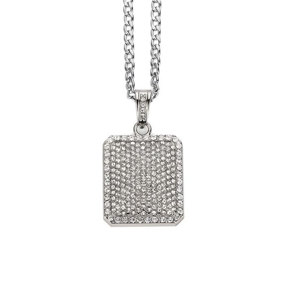 

charm men pendant necklaces long chains full rhinestone design jewelry w/23"chain filling pieces men hip hop fashion necklace, Silver