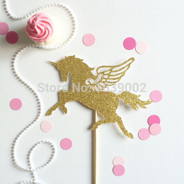 

wholesale- glod glittery unicorn with wing paper cupcake er 20pcs ing
