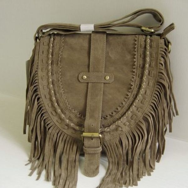 

wholesale- bohemian style women boho bag tassel nubuck leather crossbody fringe handbags ethnic messenger bag high quality