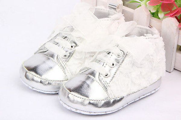 Großhandel - HEIßER Verkauf Kleinkind Baby Kind Mädchen rutschfeste weiche Sohle Krippe Sneaker Schuhe Pre-Walker Stiefel Weiß Rosa UK Größe 0 -24M