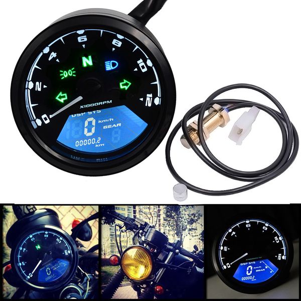 

12000RPM LED Backlight Signal Light Tachometer Speedometer Odometer Gauge for Motorcycle Scooter Golf Carts ATV MOT_100