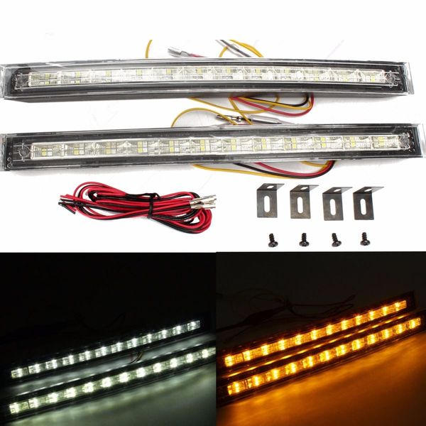 

brand new 2x led автомобилей белый янтарный drl дневного вождения сигнала поворота световой индикатор