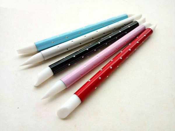 

5 pcs nail art pen brushes soft silicone carving craft supplies pottery sculpture uv gel building clay pencil diy tools new, Silver