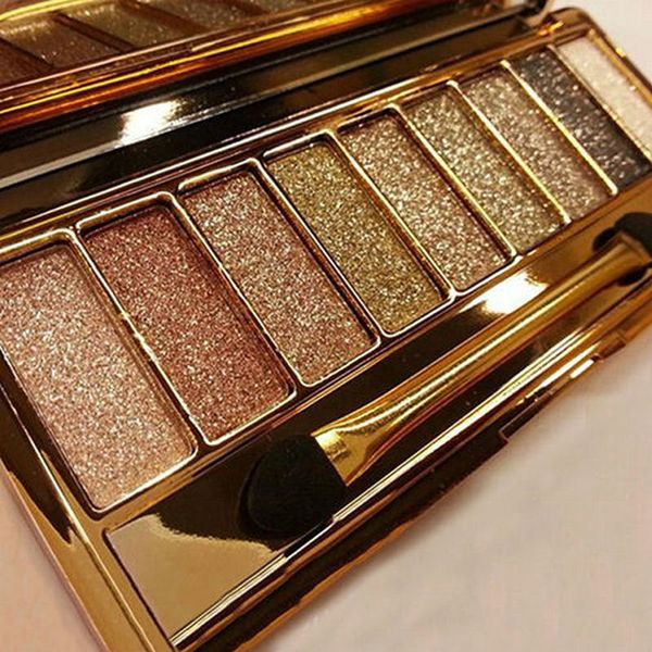 All'ingrosso-2016 Nuovi 9 colori Shimmer Eyeshadow Luminoso trucco colorato Ombretto Palette Trucco Pennello cosmetico Set con pennello NB421