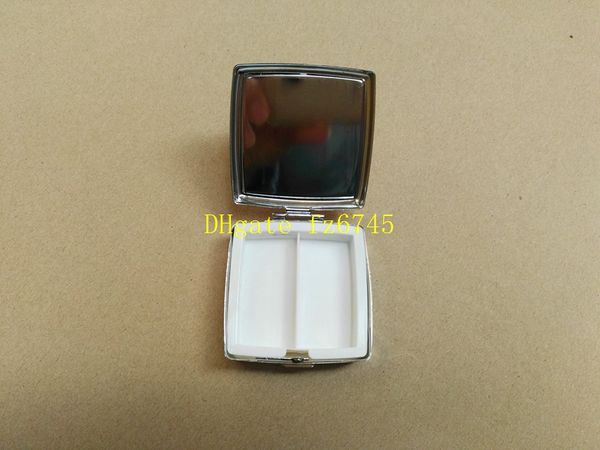 

50pc lot fa t hipping 2 grid quare pill boxe ca e blank diy metal pill container torage box 2 compartment