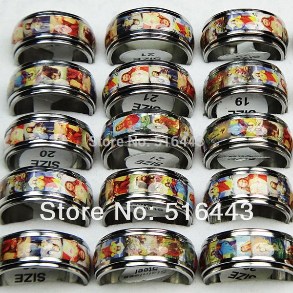 

guaranteed 100% 50pcs religious jesus men's stainless steel rings enamel double layer spin wholesale fashion jewelry lot 583, Golden;silver