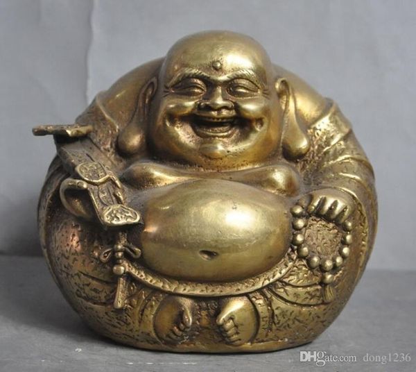 Chinesischer Buddhismus Tempel Messing Reichtum Ruyi glücklich lachen Maitreya Buddha Statue