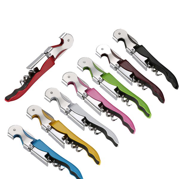 

Double hinged cork crew hippocampu cutter multifunctional knife wine bottle opener wine key black and colored