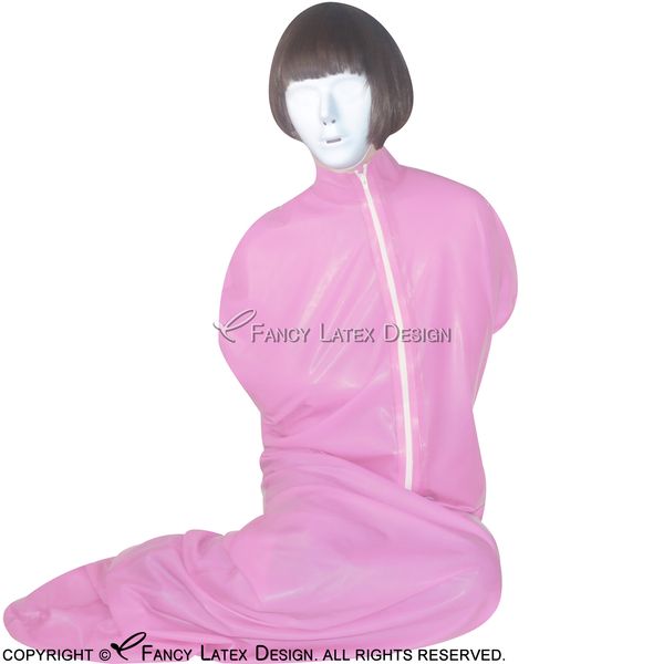 

rose red latex sleep sack with zip at front bondage rubber body bag bodybag plus size 0001, Black