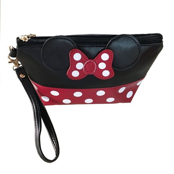 

wholesale- 2017 women pu leather butterfly bow makeup bag wristlet cosmetics bags fashion small travel pouch p406