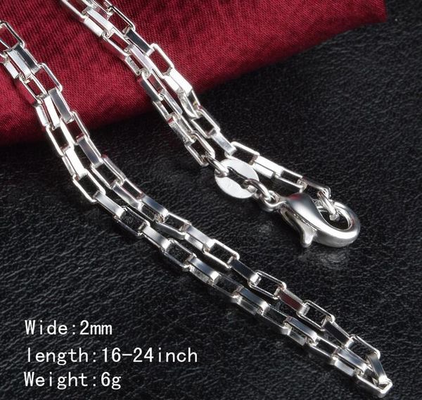

Man woman Necklace 925 sterling Silver 2MM long lattice Chain Necklace 16inch/18inch/20inch/22inch/24inch