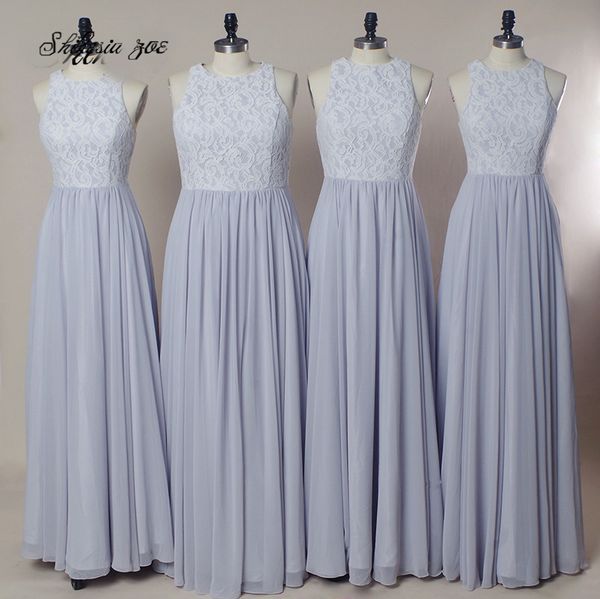 

Real Pictures Bridesmaid Dresses Light Purple Honor of the Maid Gowns Jewel Neck Chiffon Cheap Price Girl Evening Wear