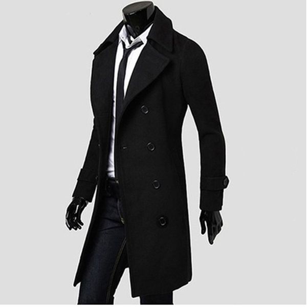 

Whole ale men trench coat 2017 new fa hion de igner men long coat autumn winter double brea ted windproof lim trench coat men nq815086, Tan;black
