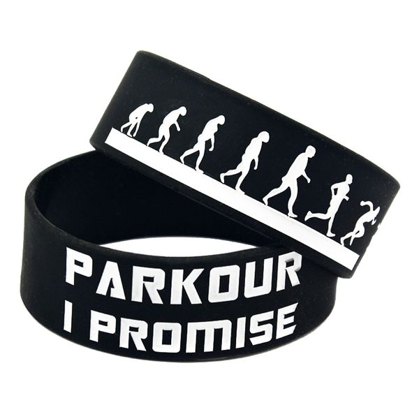

50pcs parkour i promised 1 inch wide silicone rubber bracelet motivational decoration logo for sport gift, Black