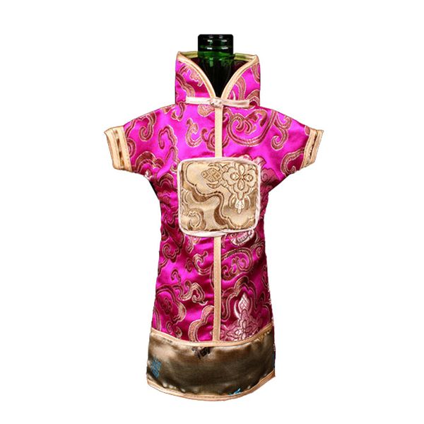 SilkCove Vintage Wine Bottle Bags: 10pcs Chinese Dress Décor, Christmas Gift, 750ml