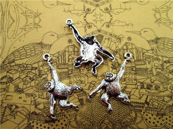 

30pcs--monkey charms,antique silver lovely gorilla m, Bronze;silver