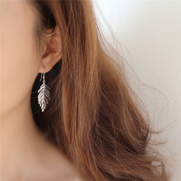 

100% real 925 sterling silver plant leaves drop earrings ethnic trendy design dangle earring jewelry for women party gifts