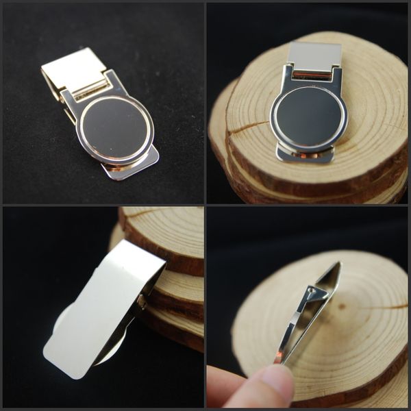 

men father silver zinc alloy slim cash money clip credit card cash holder 2.44"*0.87" money credit holder christmas gift c110l, Black