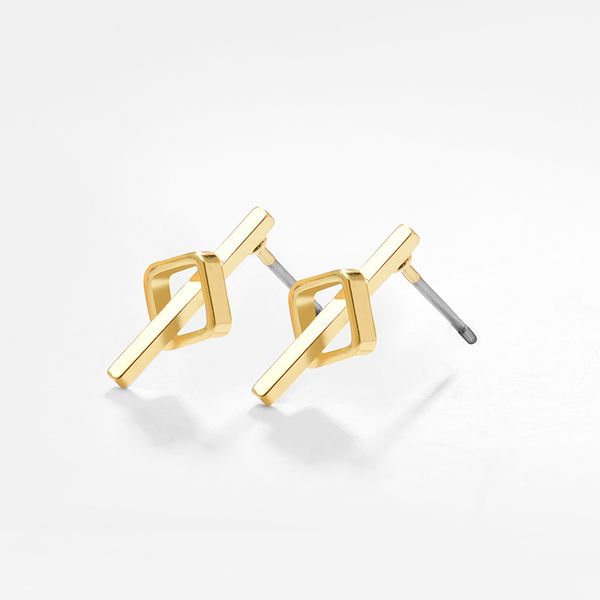 

fashion copper plated 14 k gold stud contracted basic stud earrings original design jewelry women girls' gift factory price high quality