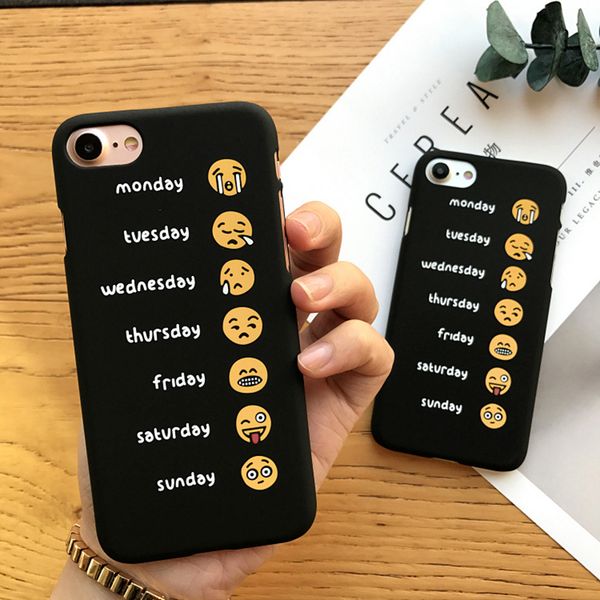 

week smiley phone case cute cartoon for iphone xs max xr 6 7 8 x plus pc half pack hard cell phone cases
