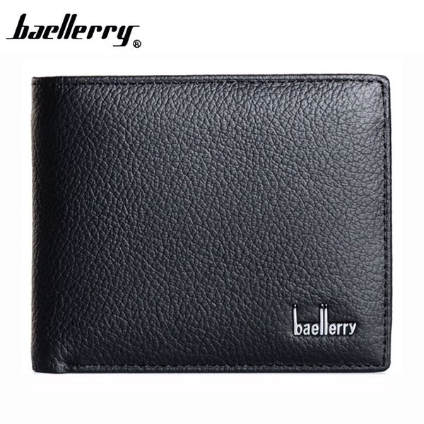 

baellerry new 2017 genuine leather brand men wallets design short small wallet male mens purses card holder carteras, Red;black