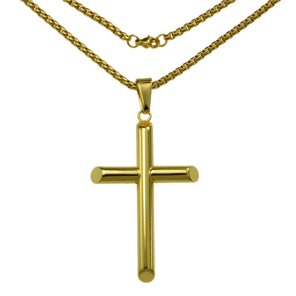 

n321-ladies gifts stainless steel gold cross pendant necklace beads chain, Silver
