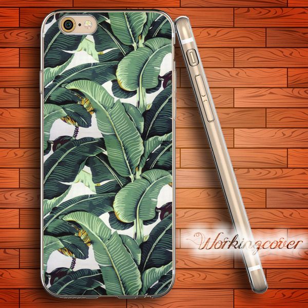 

coque tropical banana leaf pattern soft clear tpu case for iphone 6 6s 7 plus 5s se 5 5c 4s 4 case silicone cover