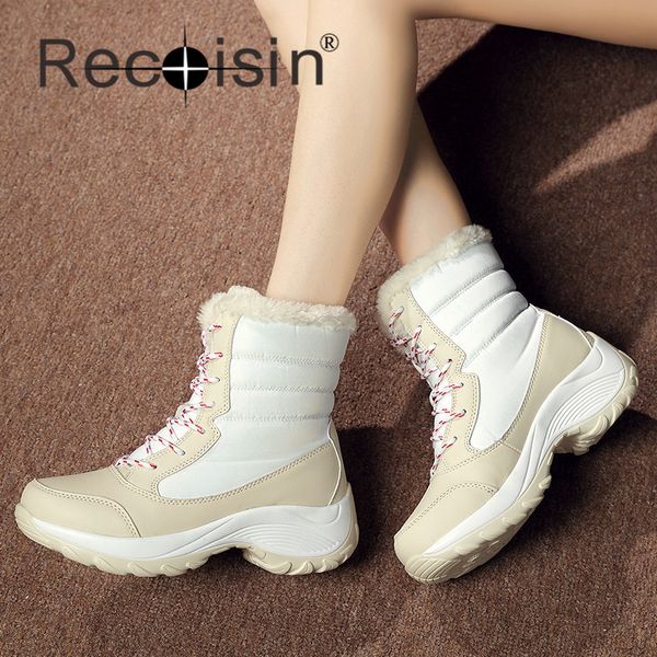 

wholesale- recoisin fashion women winter boots 2017 brand new casual waterproof shoes woman snow boots fur plush plus size boots for womens, Black