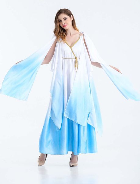 Seksi Kadınlar Yunan Tanrıçası Kostümler Muhteşem Uzun Fantezi Elbise Cadılar Bayramı Partisi Athena Cosplay Elbise Fantasia Beyaz Robe