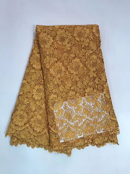 

5yards/pc beautiful gold embroidery african water soluble lace with flower design french mesh cord lace for clothes rw19-6, Black;white