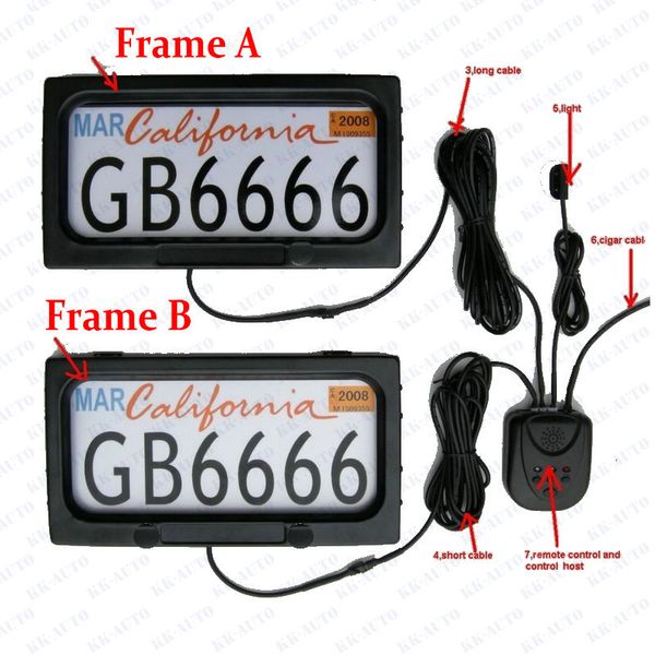 

2 plates/set usa style device stealth curtain cloth cover shutter license plate frame hidden hide away with remotes brand new dhl/fedex/ups