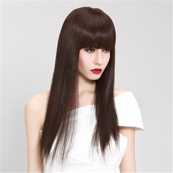 

9 ломбером девственницы моды волос парик glueless бразильских человеческие волосы 100% полного парик шнурок яков прямой полного парика шнурк, Black;brown