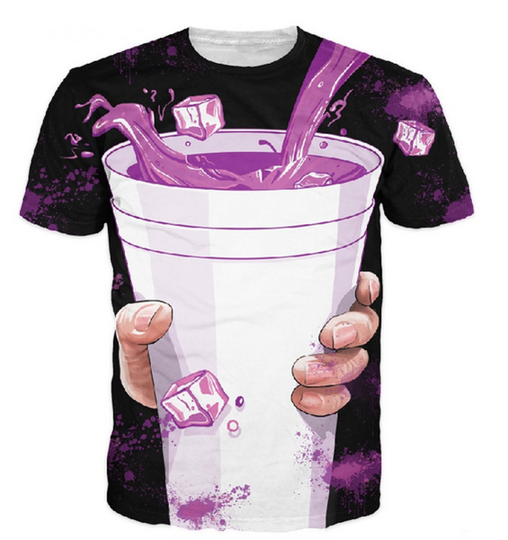 

wholesale fashion mens/womans purple sprite summer style tees funny 3d print casual t-shirt plus size, White;black