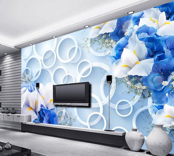 

blue dream fashion 3d flower tv wall mural 3d wallpaper 3d wall papers for tv backdrop