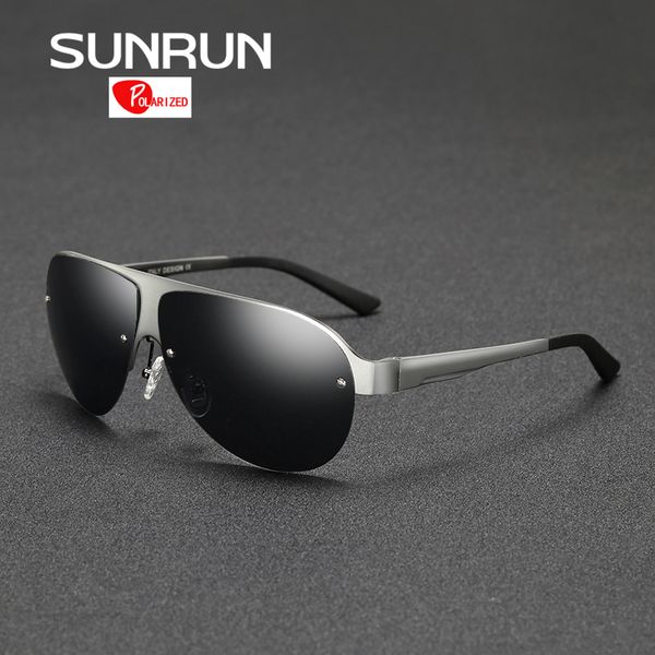 

wholesale- sunrun aluminum magnesium polarized sunglasses men eyewear big size sun glasses for man lentes de sol hombre 8600, White;black