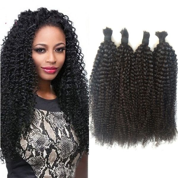 Afro Kinky Curly Natural Color Human Hair Bulk For Braiding 4