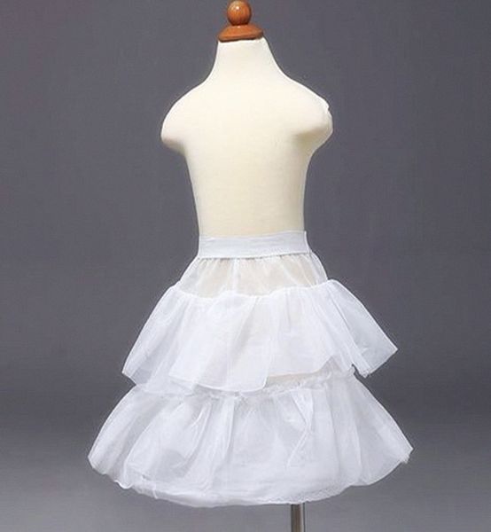 Kızların Petticoa Çocuk Petticoats Düğün Gelin Gelinlik Aksesuarları Kabarık Etek Beyaz 1-Hoop 2-Layer Çiçek Kız Elbise Çocuk Jüpon