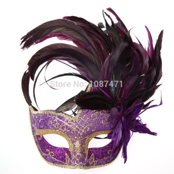 

2018 new party masks masquerade masks halloween color ball feather mask fashion men women half face masked mask christmas