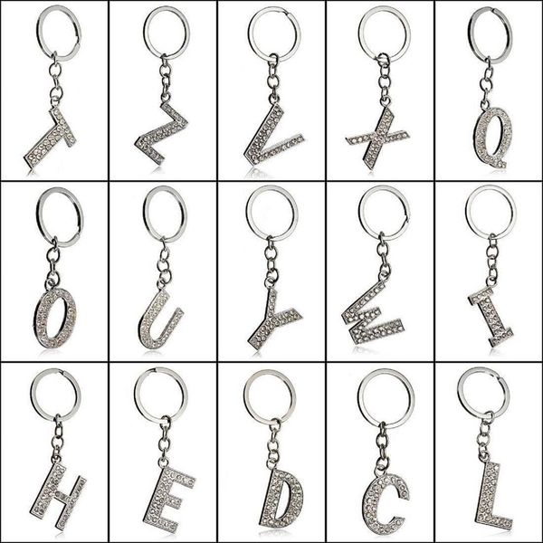 

Fashion New Crystal Rhinestone Alphabet Keyring Initial Letter Key Ring Chain Unisex Keychain 26 Letters 170714