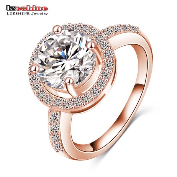 

wholesale- lzeshine luxury quality hearts & arrows micro inlay cut cubic zirconia wedding/engagement rings for women cri0001, Golden;silver