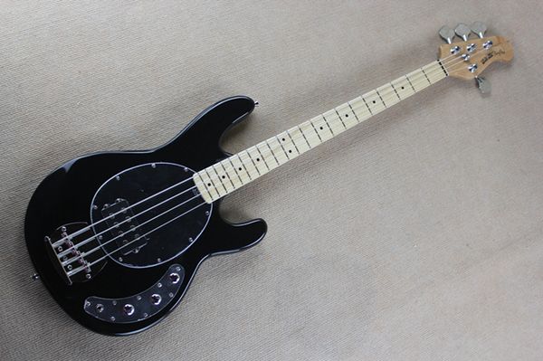 

black music man black ernie ball sting ray 4 string electric bass guitar maple fingerboard ing