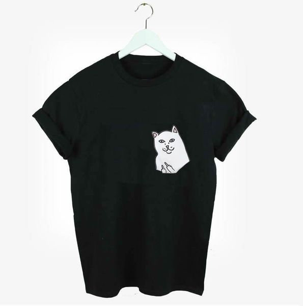 

wholesale- new 2016 fashion harajuku women's t-shirt cat cotton casual shirt for lady white black tees