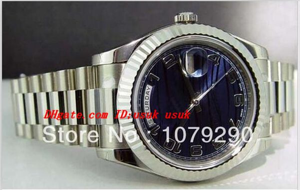 

luxury wristwatch 218239 blue arabic dial stainless steel bracelet automatic mens men's watch watches, Slivery;brown