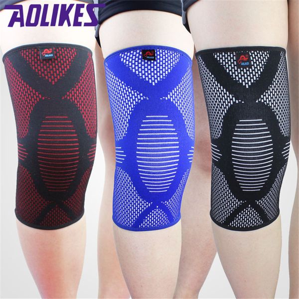 

wholesale- aolikes 1pcs nylon elastic basketball knee pads for volleyball knee support leg sleeve sports knee brace healthy care a-7716