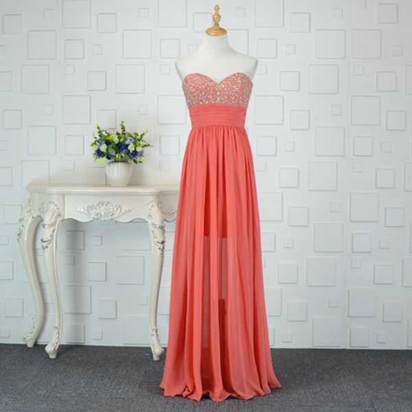 

beaded crystal long evening dress with sweetheart neckline new party gowns elegant vestido longo, Black;red